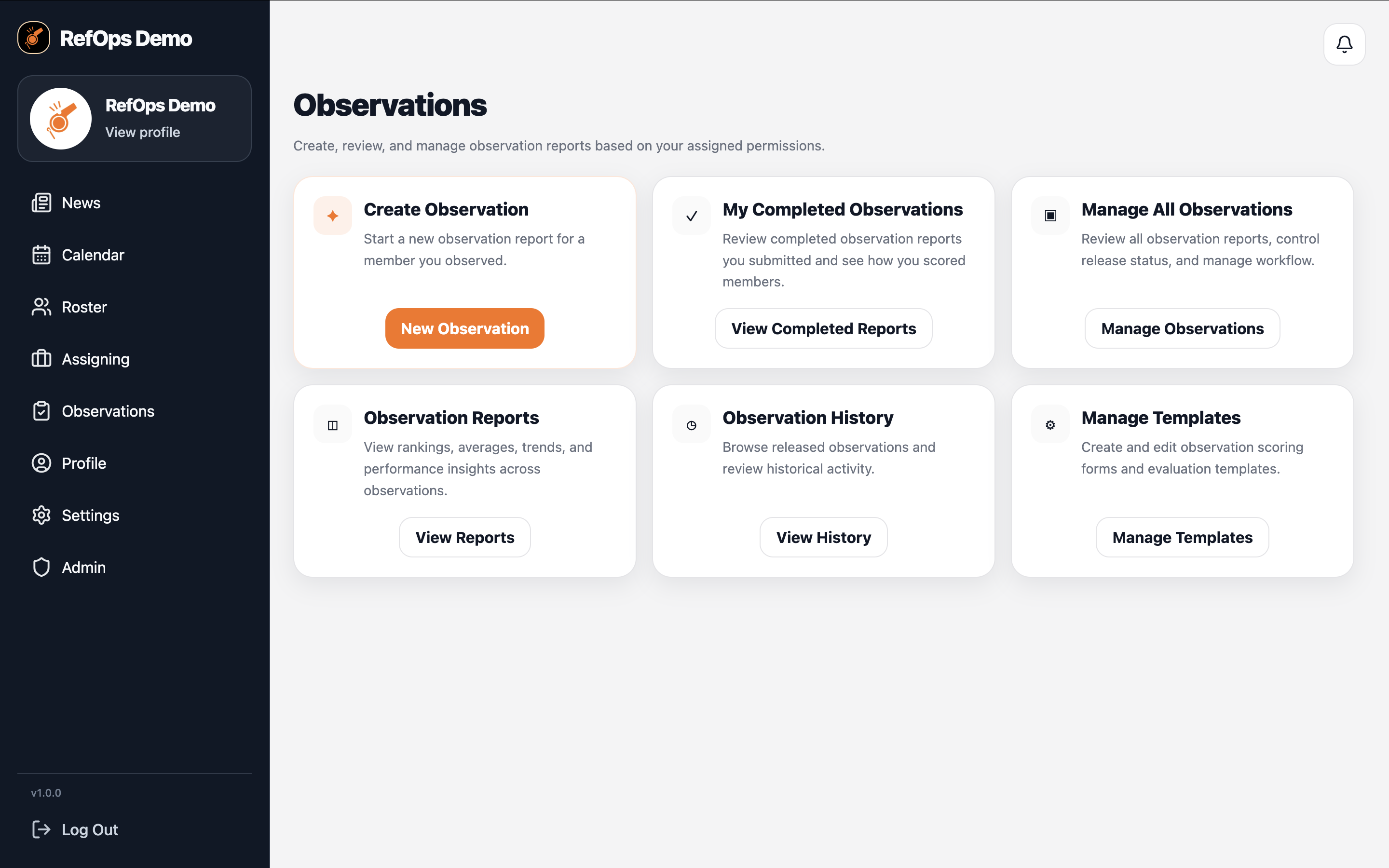 Observations screenshot in RefOps